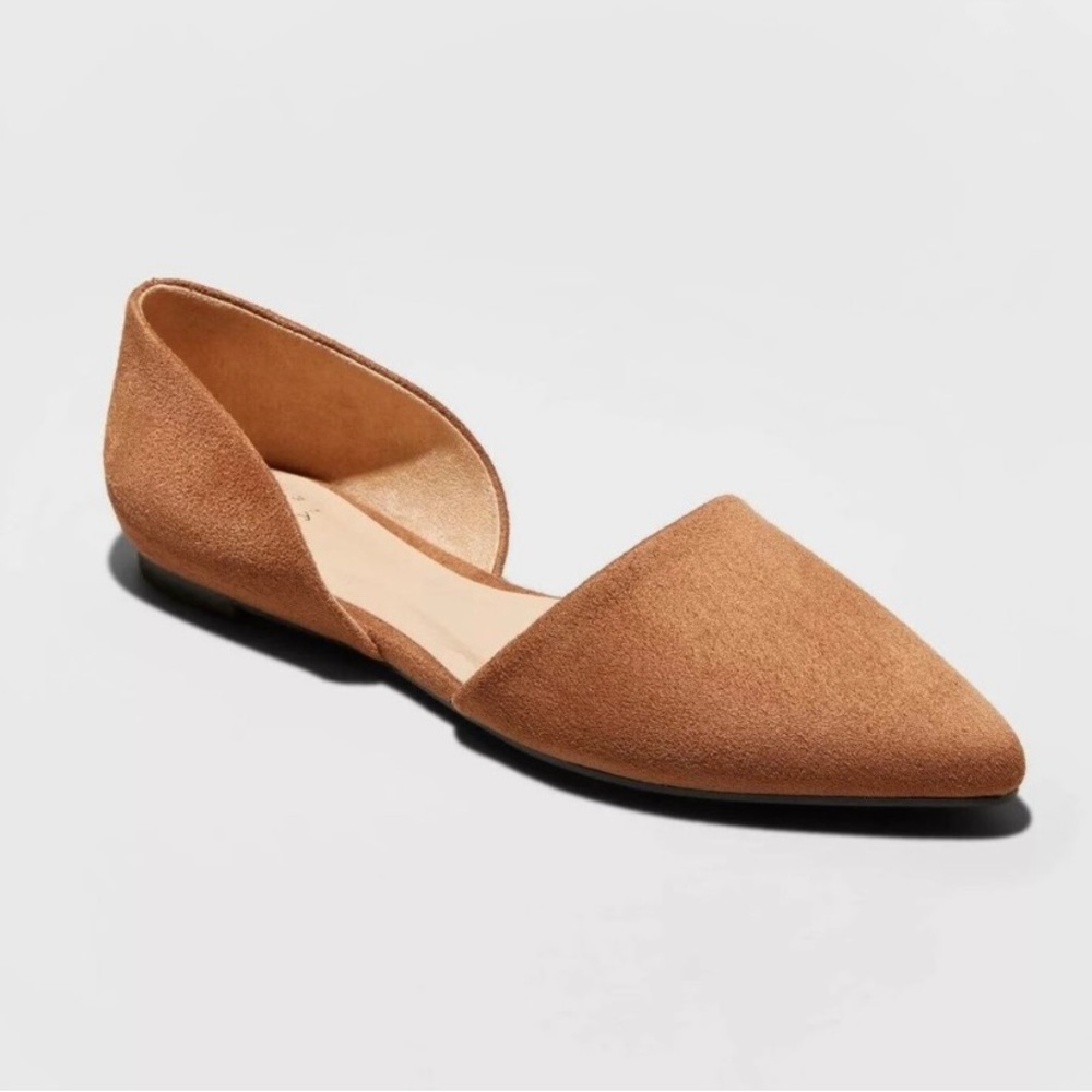 A New Day Women's Size 11 Cognac Brown Rebecca Microsuede Pointed Ballet Flats
